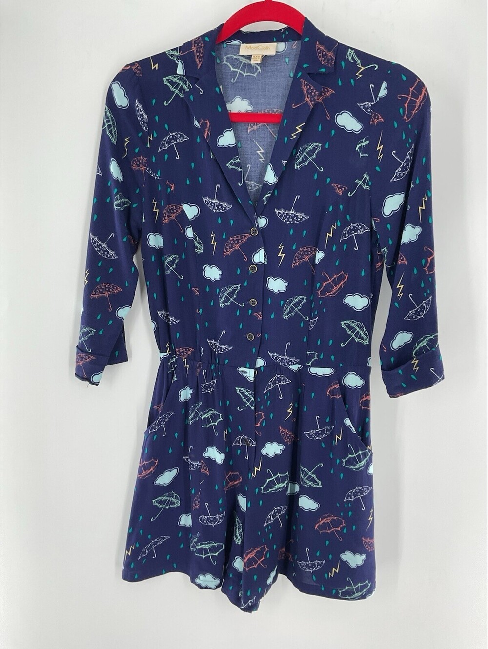 ModCloth XXS Women’s Jumpsuit Storm Theme Long Sleeve Collared 139